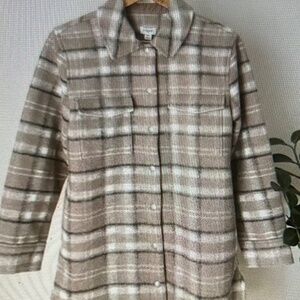 NWOT J Crew Plaid Shacket Snap Button Large